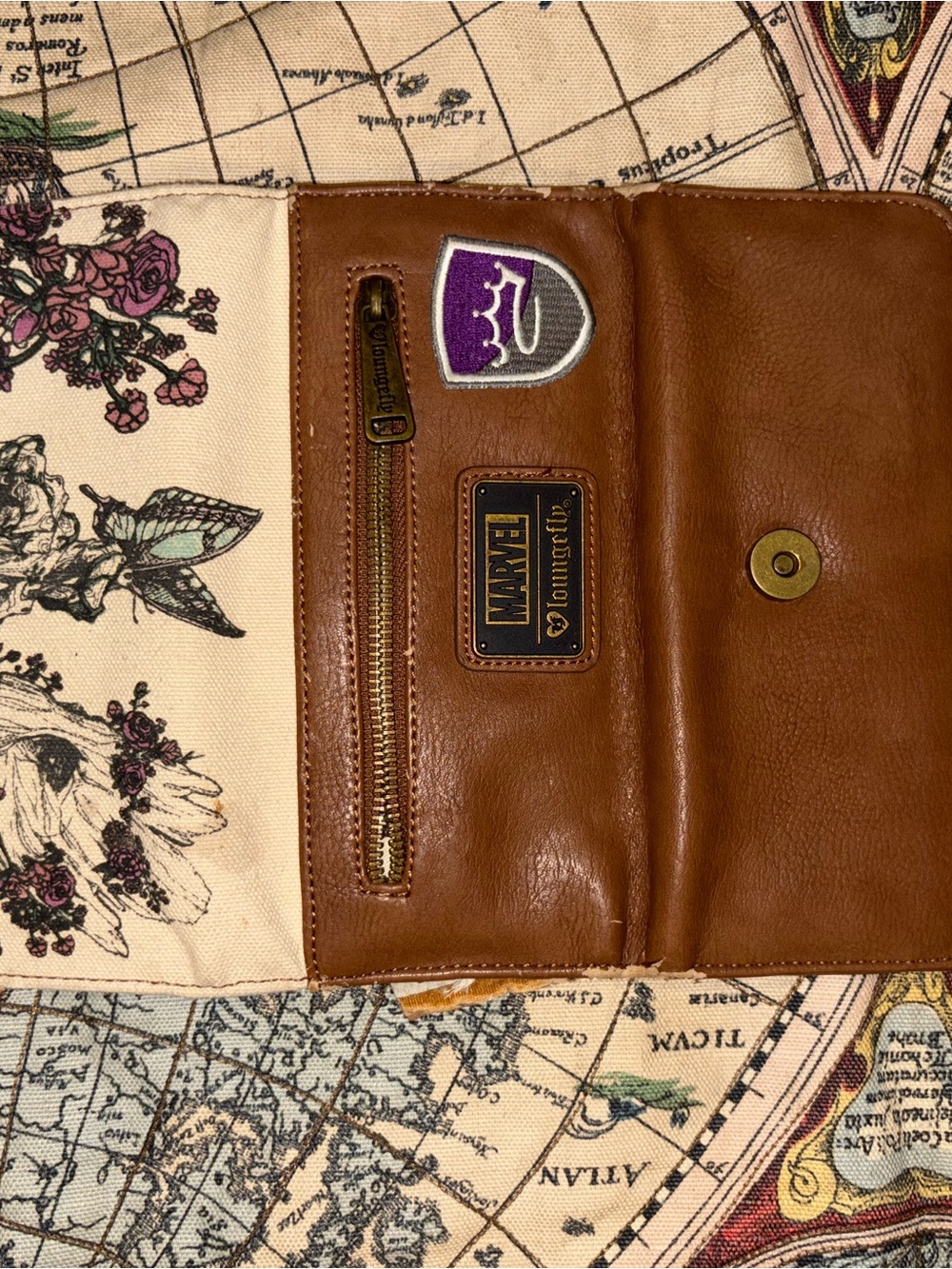 Marvel x Loungefly Brown Leather-Trim Men’s Wallet Clutch